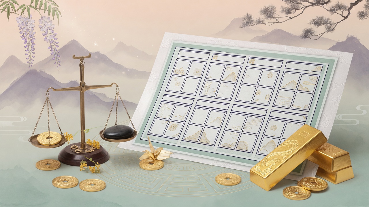 黄金价格与八字文化意象图
