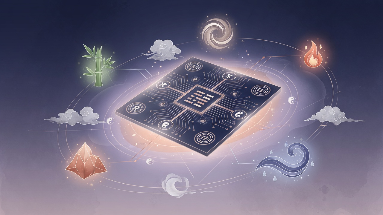 八字智慧与现代半导体科技的意象融合