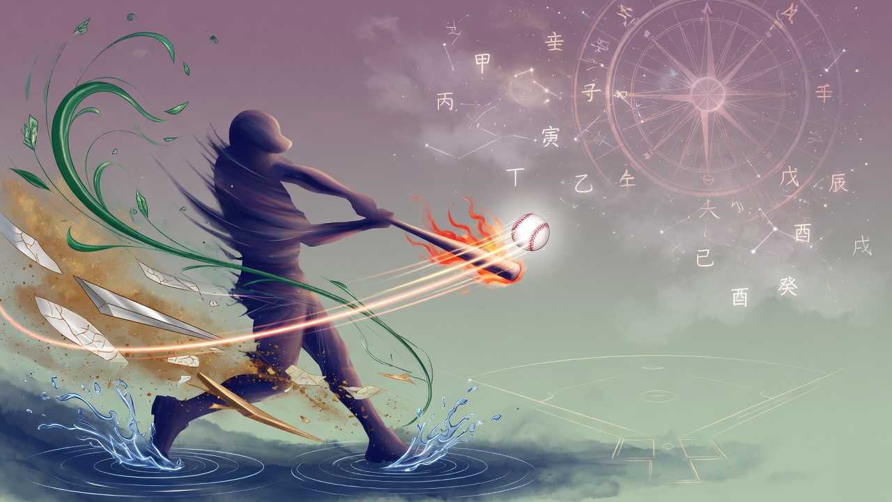 以东方命理元素诠释运动与时机的关系(AI生成示意图)