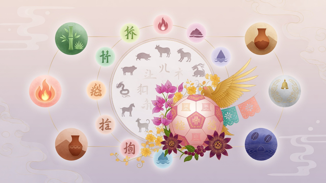 八字命理与现代文化交融示意图