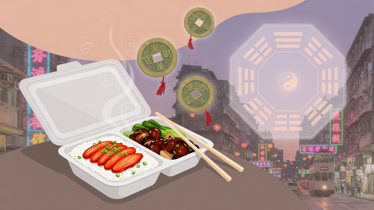 当传统命理遇见港式平价美食:一碗两𩠌饭里的财星密码。