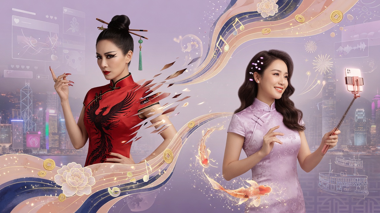 从TVB恶女到直播带货的转变,融入八字食伤与财星的能量流动意象。
