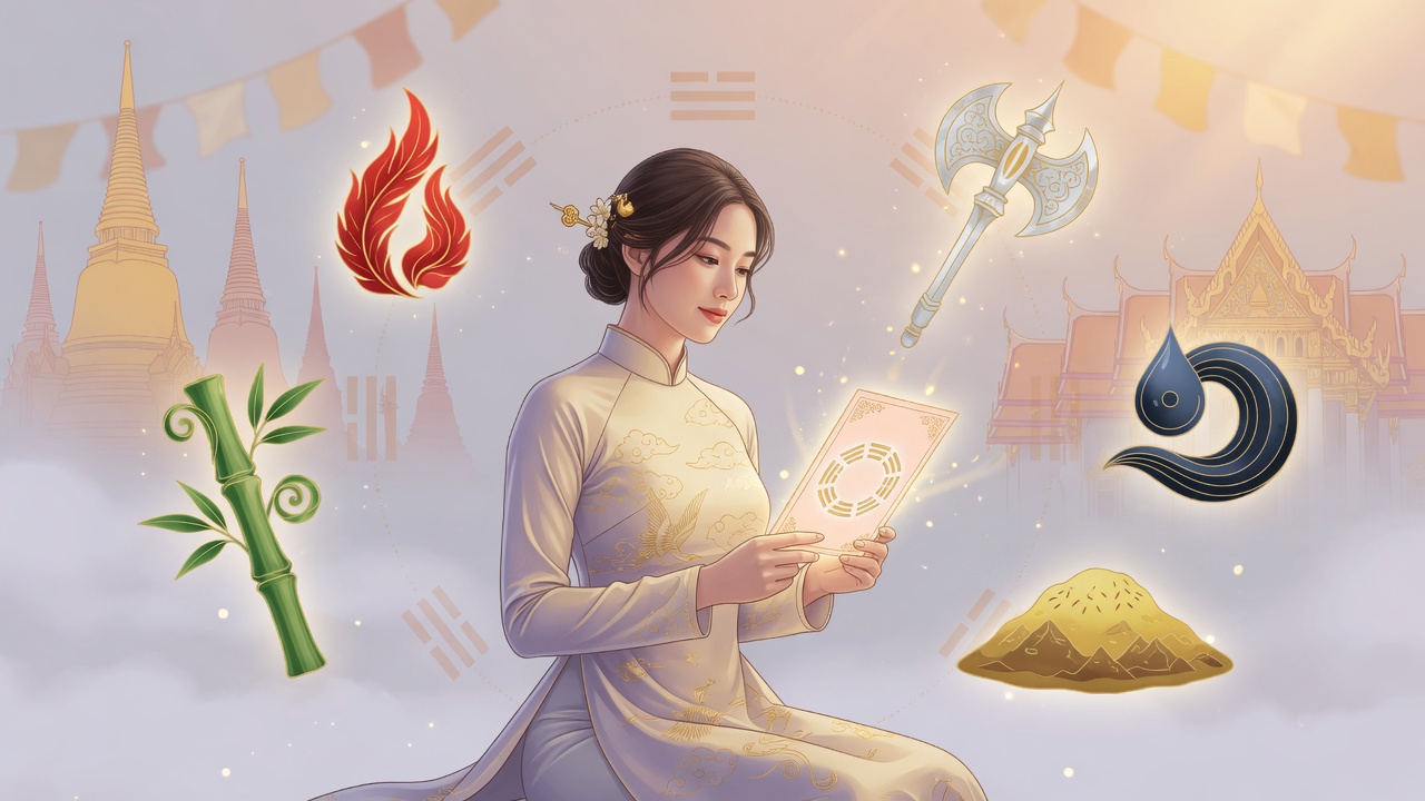 八字智慧与现代福利制度的意象融合,象征性格与时势的平衡。